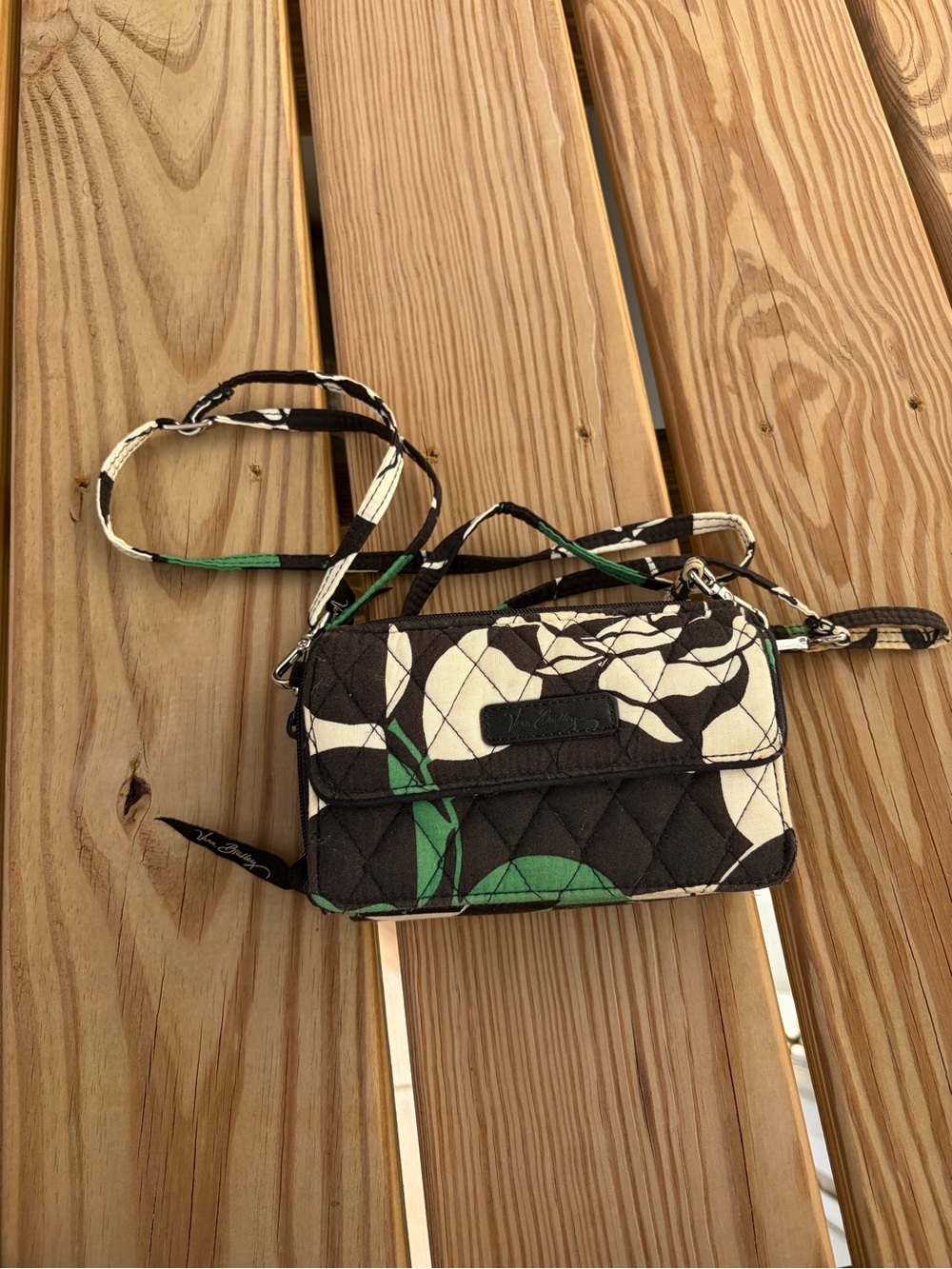 Vera Bradley Floral Crossbody in white, black & Green